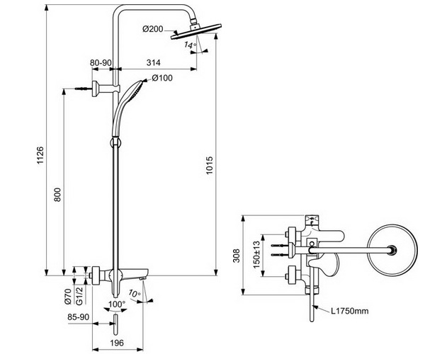 душевая система IDEAL STANDARD IDEALRAIN